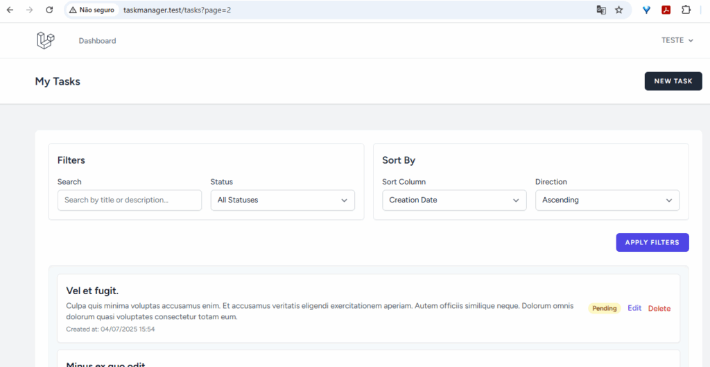 Filtro, Ordenação e Busca em CRUD com Laravel 12