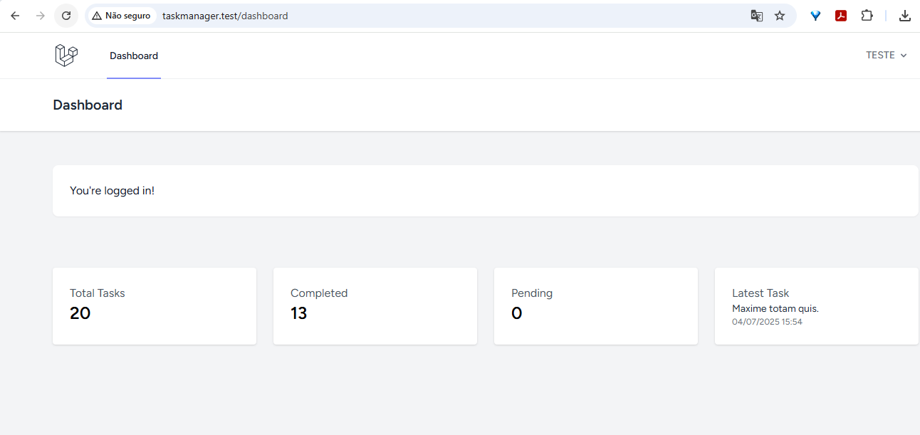 Dashboard de Tarefas com Laravel 12
