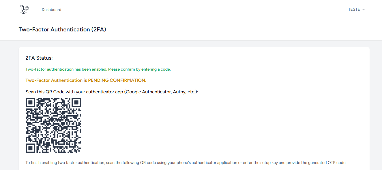 2FA no Laravel com Fortify